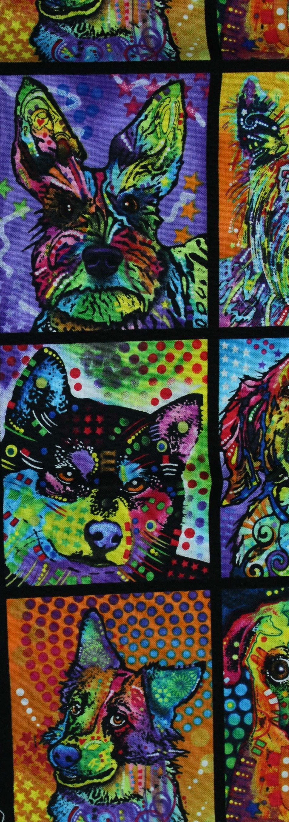technicolour pop art dog portraits fabric