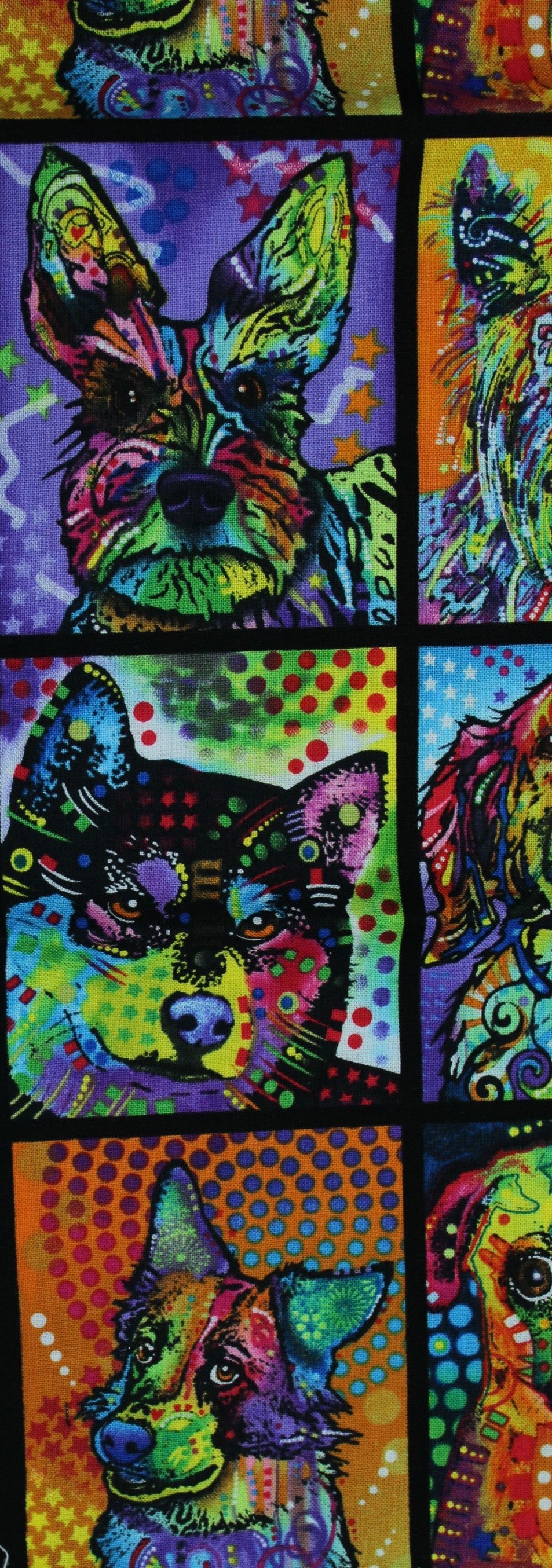 technicolour  pop art dog portraits fabric
