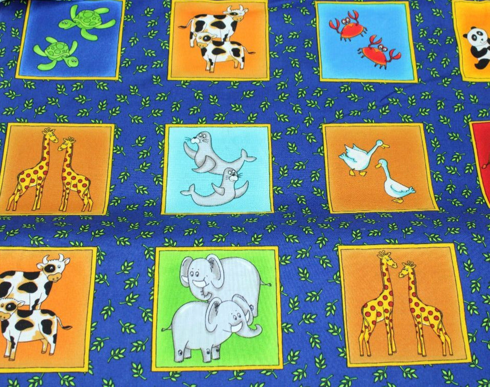 Noah's arc animal pairs children's fabric