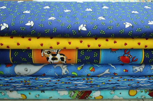 Noah's Arc collection of children's fabrics for quilting, crafting and dressmaking, multicoloured