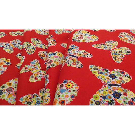 Red, ditsy flowers, hearts and  butterfly fabric - MadOnSewing