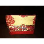 image of red and ivory make-up bag with floral design made in beginner's sewing course